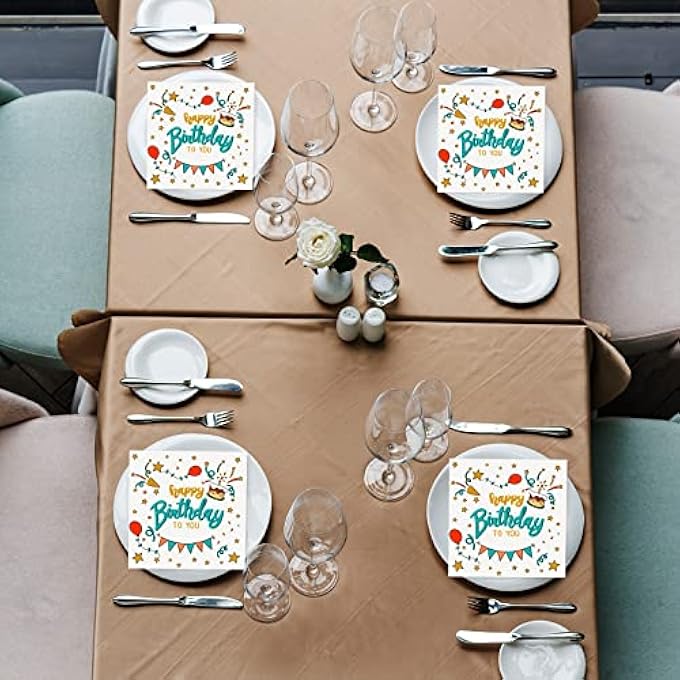 PACK OF 40 HAPPY BIRTHDAY NAPKINS, COLOURFUL PAPER CUTLERY FOR CHILDREN'S BIRTHDAY PARTIES 33 X 33 CM - Image 5